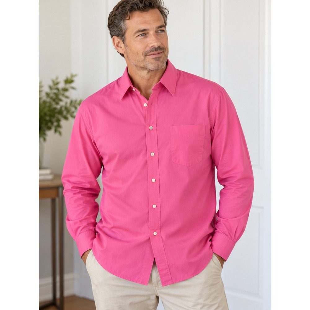 Vintage Tommy Hilfiger Mens XL 17 34-35 Pink PreppyShirt TLC Lifetime Collar